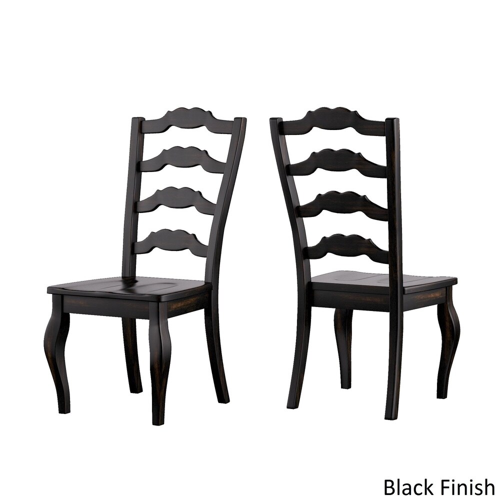 Eleanor Black Farmhouse Trestle Base French Ladder Back 5 piece Dining Set by iNSPIRE Q Classic