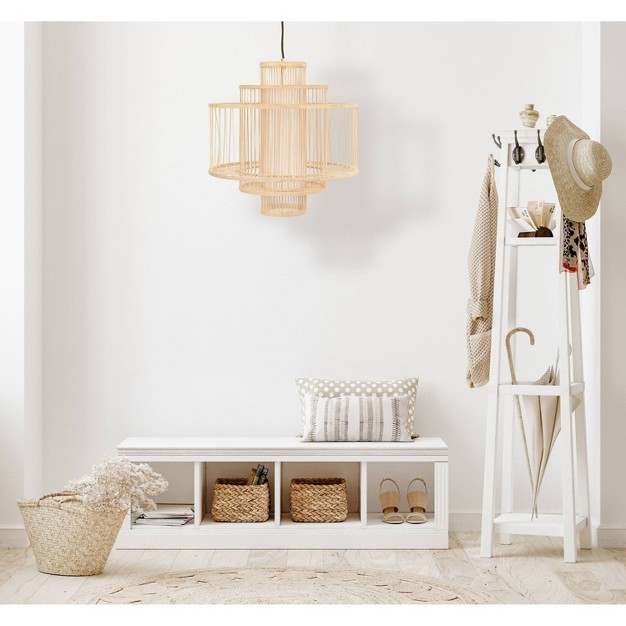 Storied Home Boho Tiered Bamboo Chandelier Natural