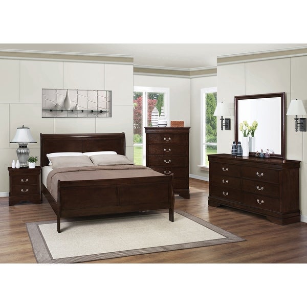 Graffenstaden Cappuccino 4-piece Bedroom Set with 2 Nightstands and Chest - - 34936316