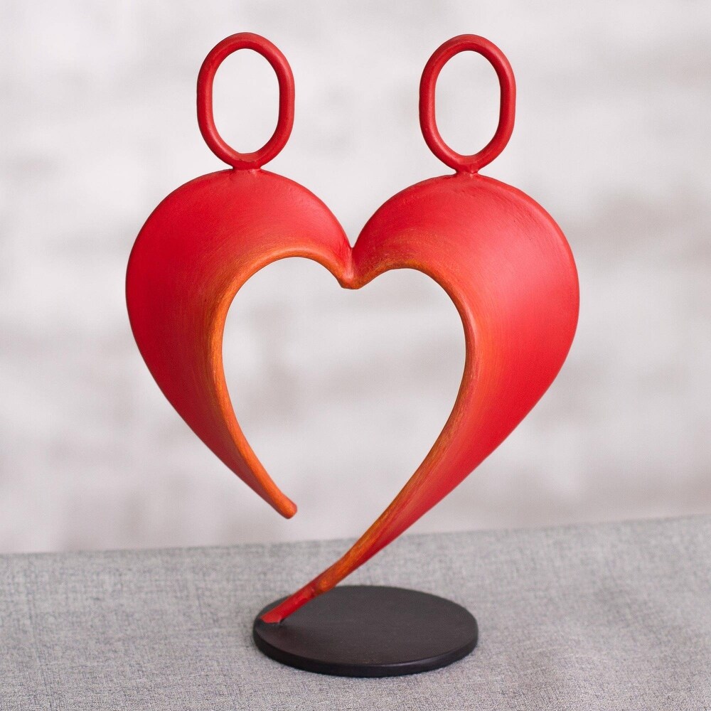 Novica Handmade Our Heart In Red Steel Sculpture