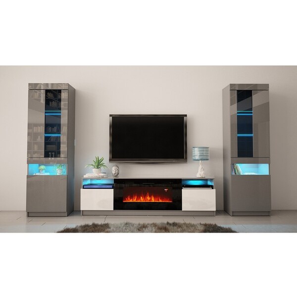 York 02 Electric Fireplace Wall Unit Entertainment Center