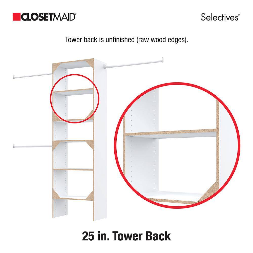 ClosetMaid Selectives 60 in. W - 120 in. W White Reach-In Tower Wall Mount 6-Shelf Wood Closet System 5702900