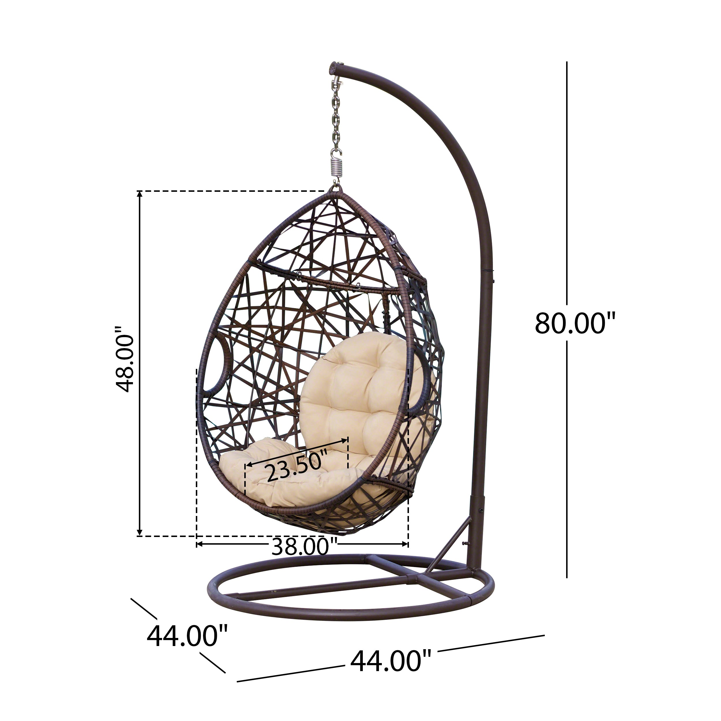 Berkley Outdoor Brown Wicker Hanging Teardrop / Egg Chair