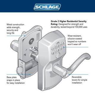 Schlage Plymouth Satin Chrome Electronic Keypad Door Lock with Orbit Knob and Flex Lock FE595CS V PLY 626 ORB