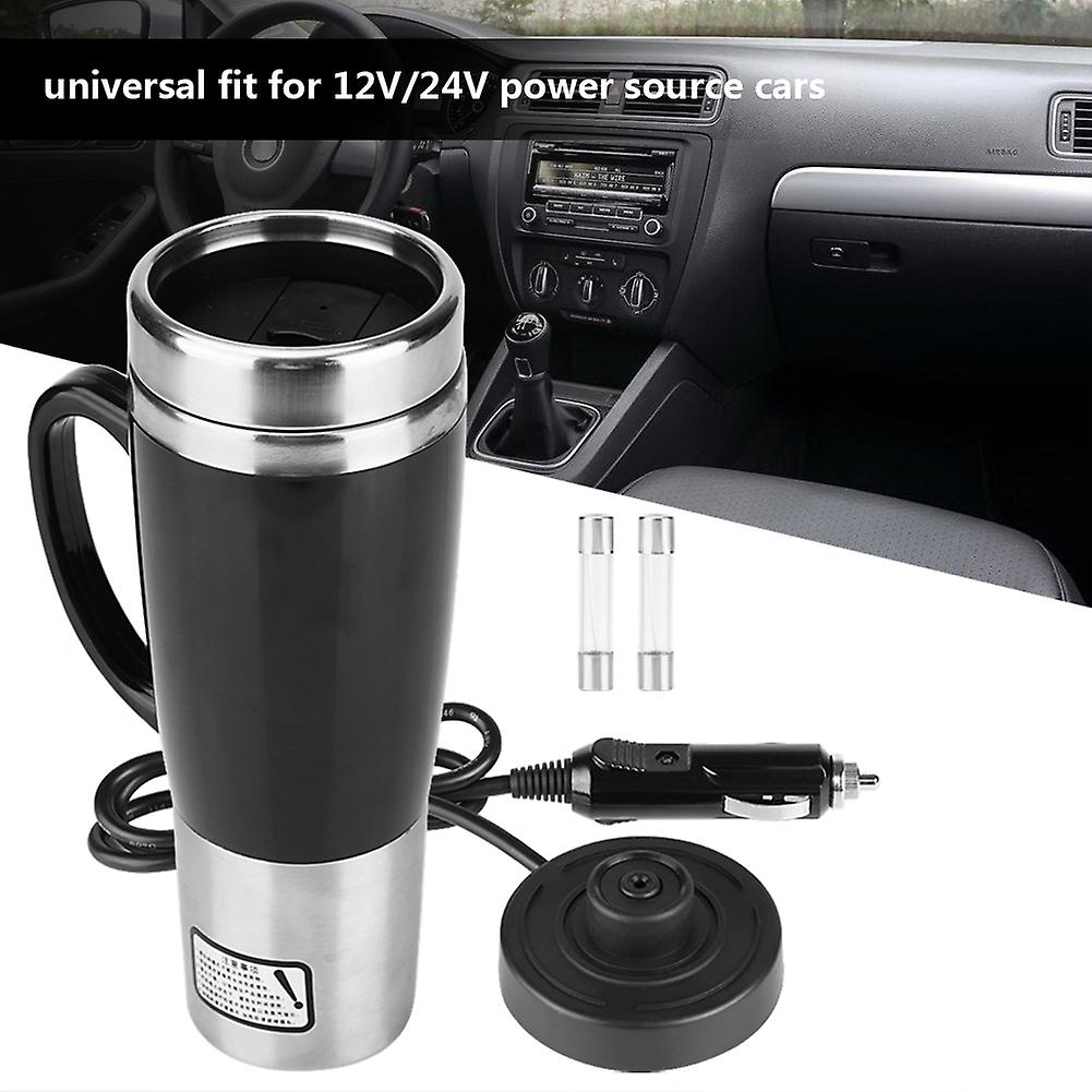 Car Electric Stainless Steel Heating Cup Coffee Tea Drinking Cup Mug Black For Winter Travel 12v