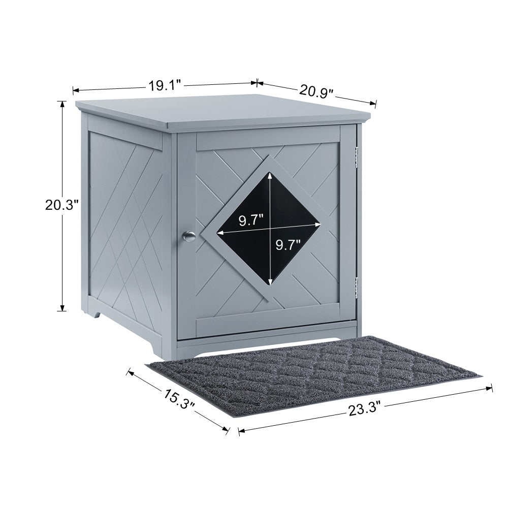 Unipaws Cat Litter Box Enclosure with Mat， Privacy Cat Washroom， Litter Box Hidden， Cat House， Gray