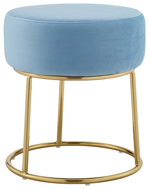 Riverbay Furniture Metal Accent Vanity Stool in Light Blue   Contemporary   Vanity Stools And Benches   by Homesquare  Houzz