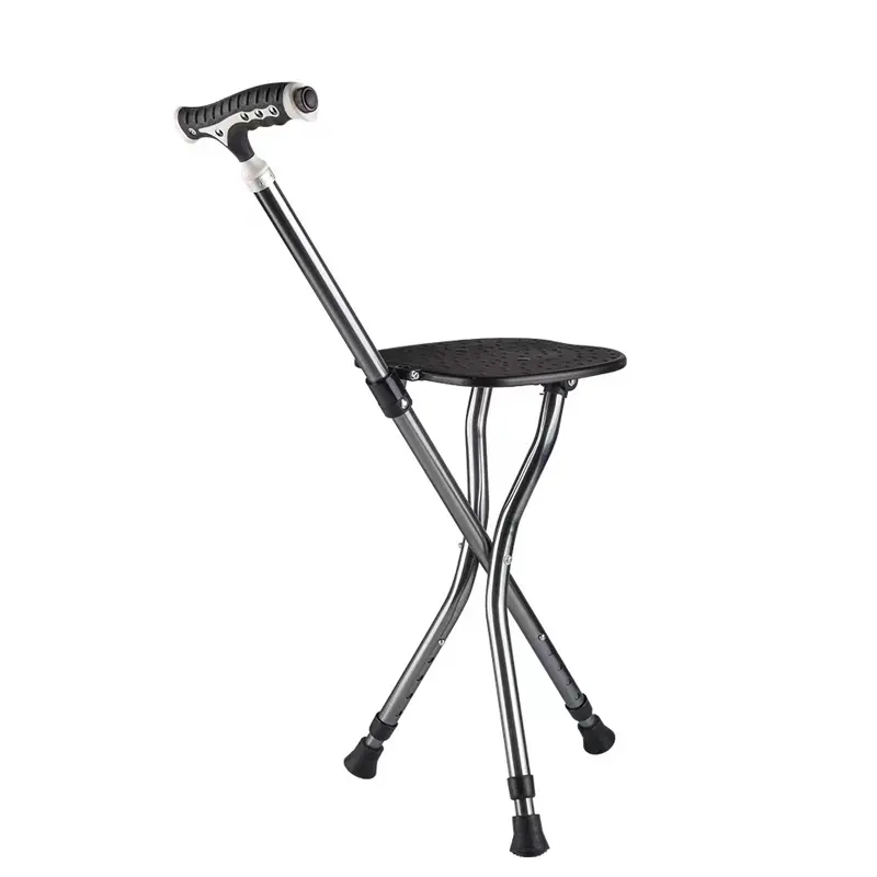 Outdoor early portable cane seats strong adjustable walking stick chair foldable