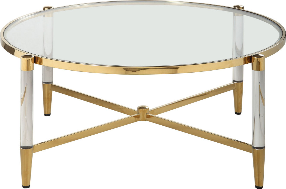 Round Tempered Glass Cocktail Table   Midcentury   Coffee Tables   by HedgeApple  Houzz