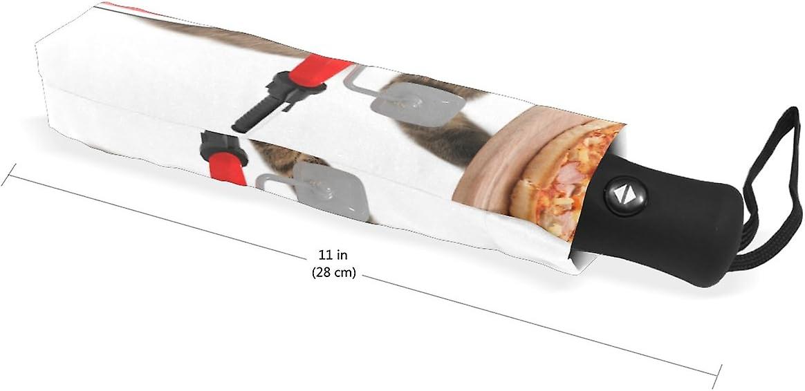 Rain Umbrella Automatic Windproof Foldable Umbrella Cat Send Pizza