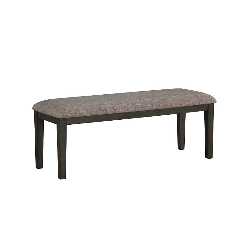 Rectangular Style Wooden Bench with Fabric Upholstered Seat， Gray and Beige