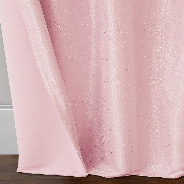 Aurora Kids Room Darkening Sheer Sparkle Overlay Single Curtain Panel Elrene Home Fashions