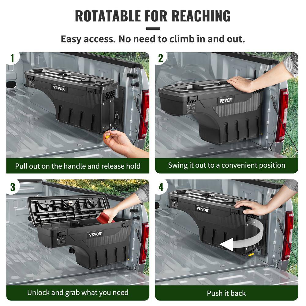 VEVOR 28 in. ABS Truck Bed Storage Box 6.6Gal. Passenger Side Truck Tool Box with Password Padlock for Ford F150 2015-20Black KCLJGFORDF150ENS8V0