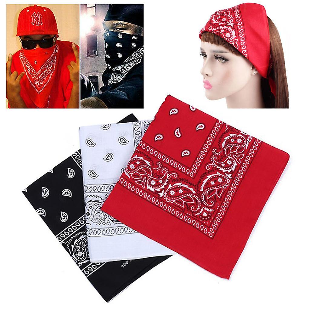 3 Pieces Women Men Cotton Double Sided Paisley Bandana Scarf Biker Head Wrap