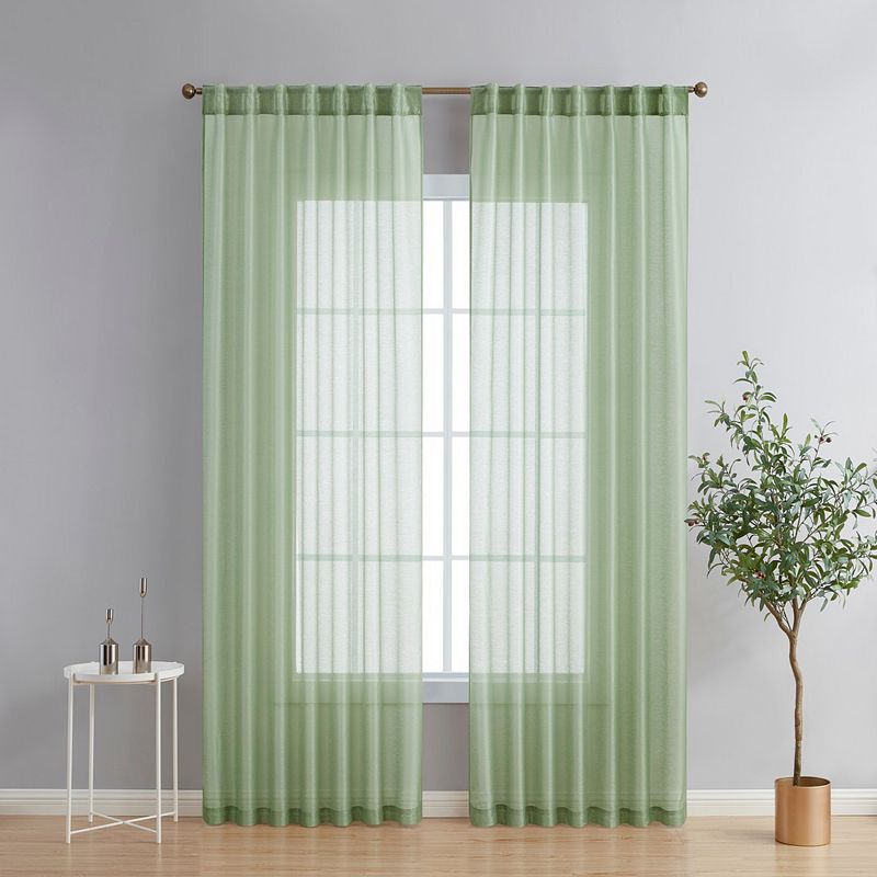 THD Scarlett Semi Sheer Pocket Top and Back Tab Lightweight Window Curtains Drapery Panels， 2 Panels