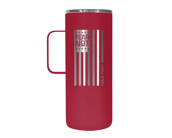 Kerusso Dual Wall Stainless Steel Fear Not Flag Mug with Handle， 22 oz. - MUGS226