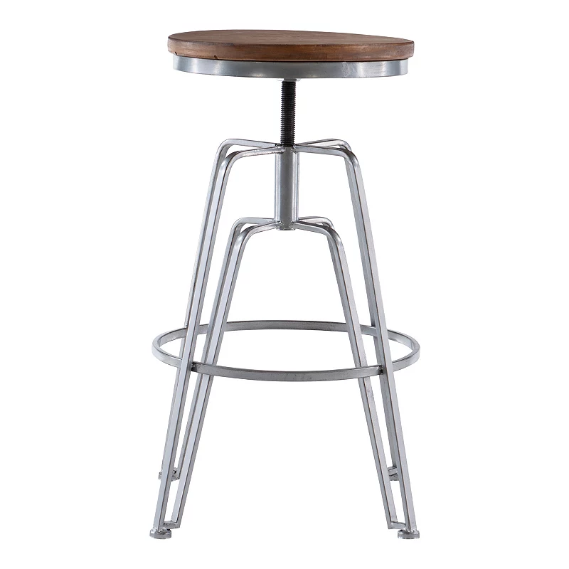 Linon Wood and Metal Industrial Adjustable Stool