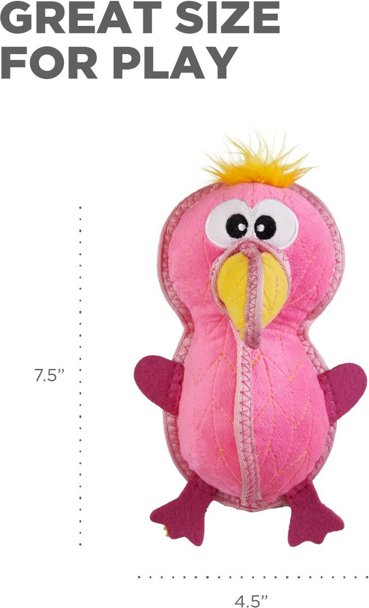 Outward Hound Xtreme Seamz Flamingo Squeaky Durable Dog Toy， Pink， Medium