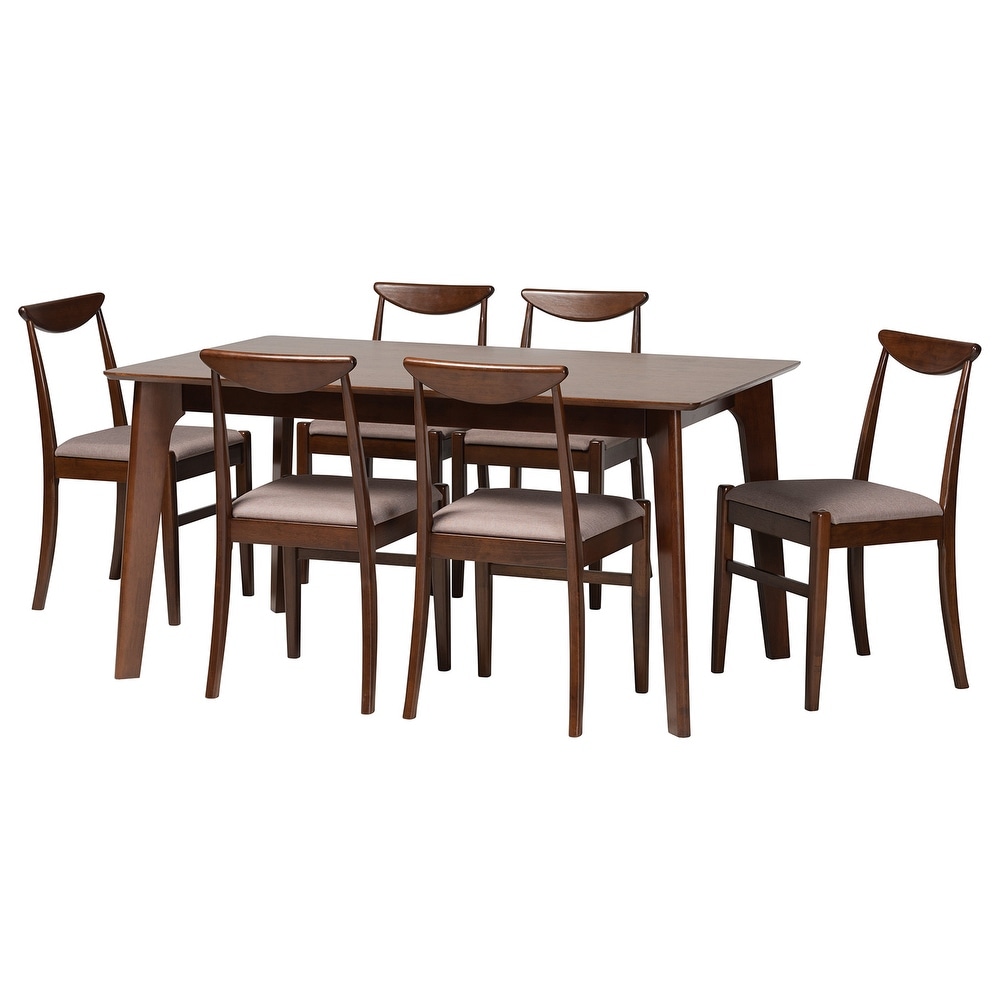 Delphina Mid Century Modern Dark Brown Finished Wood Dining Set