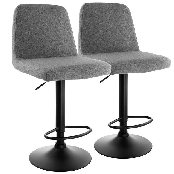 Elama 2 Piece Adjustable Fabric Bar Stool in Gray with Black Base