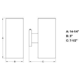 VAXCEL Chiasso Aluminum 2 Light Dusk to Dawn Black Contemporary Outdoor Cylinder Wall Light T0653