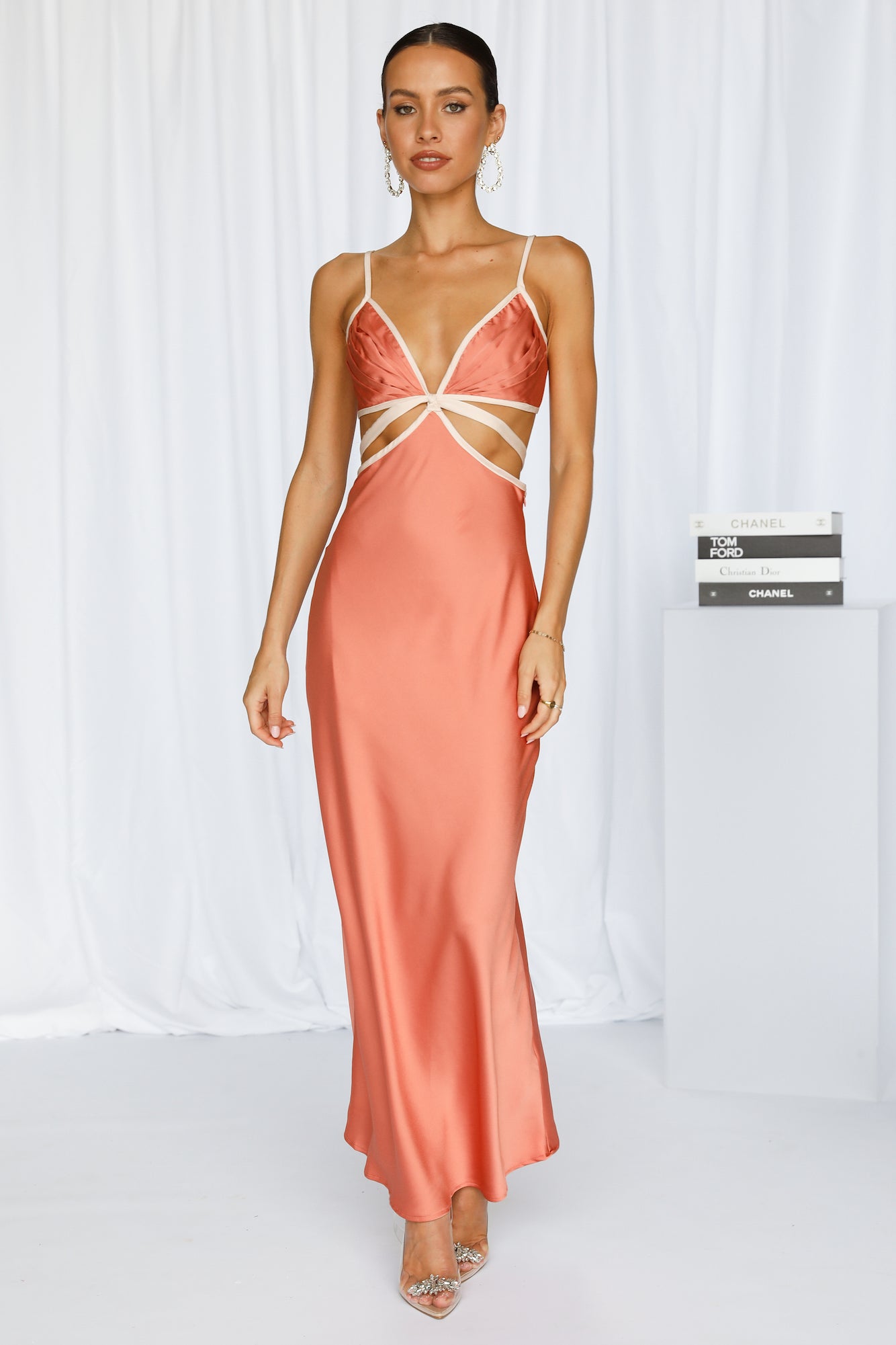 Imaginary Nights Midi Dress Coral