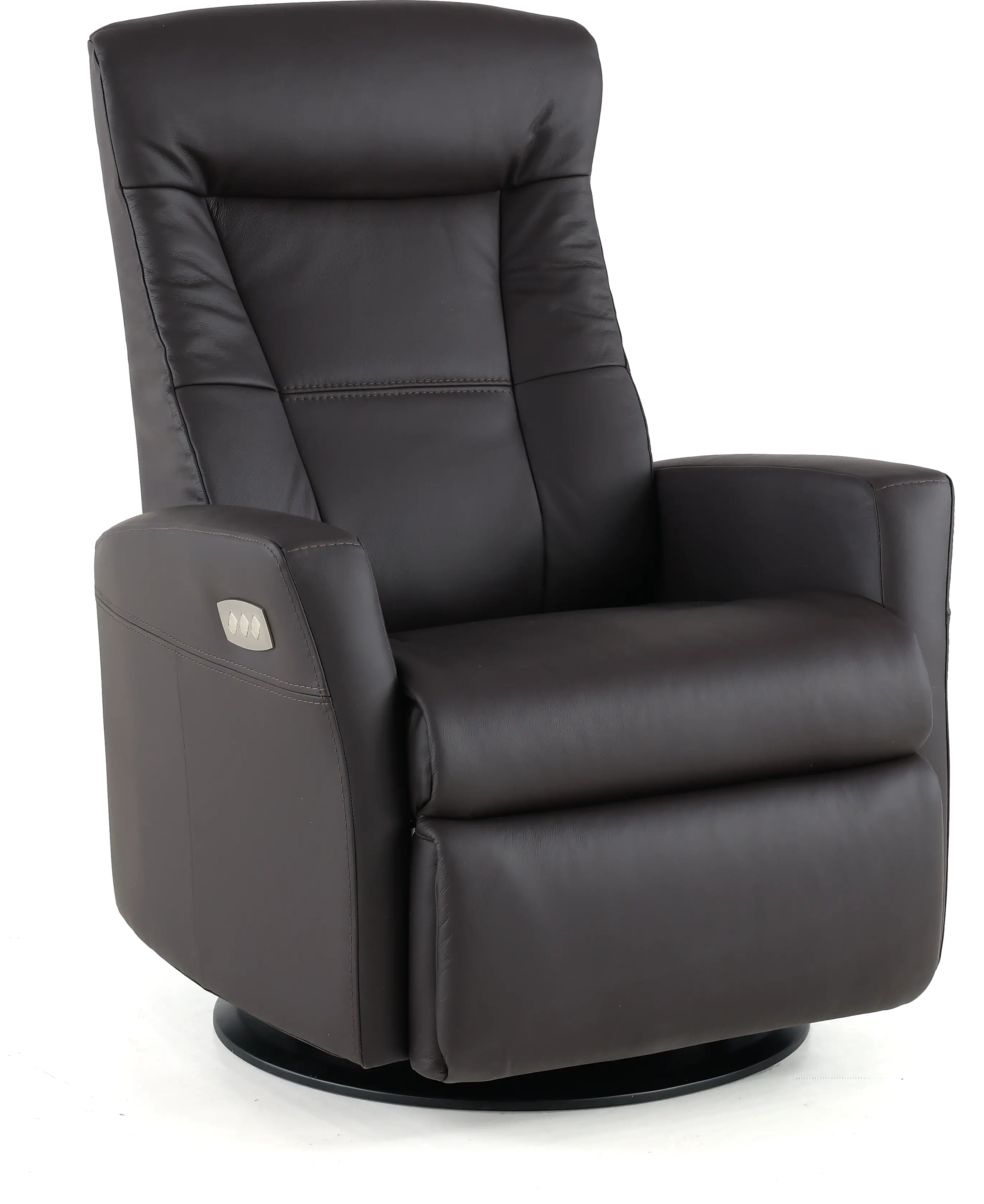 Grove Brown Large Leather Swivel Glider Power Recliner with Adjustable Headrest