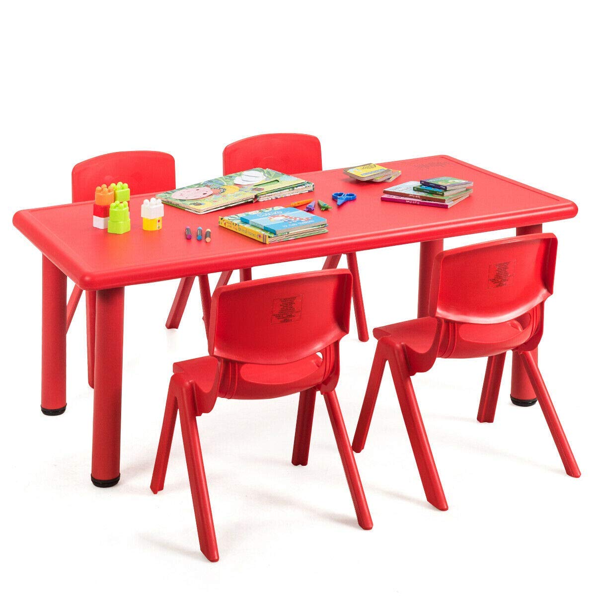 Kids Table and Chair Set, 4 Pcs Stackable Chairs