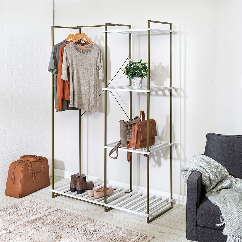 Honey-Can-Do Freestanding Open Metal Closet Wardrobe