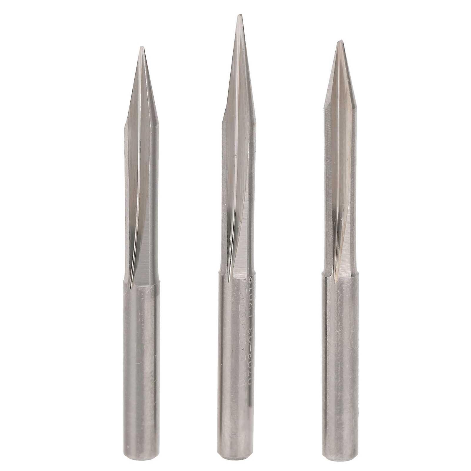 3pcs V Shape Tip Carving Cutter Milling Cutter Double Blade Straight Flute Engraving Bit