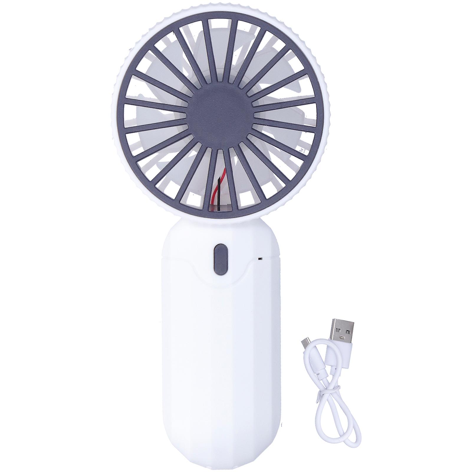 Mini Handheld Fan 3 Speed Adjustment USB Powered for Home Outdoor Travel Picnic White