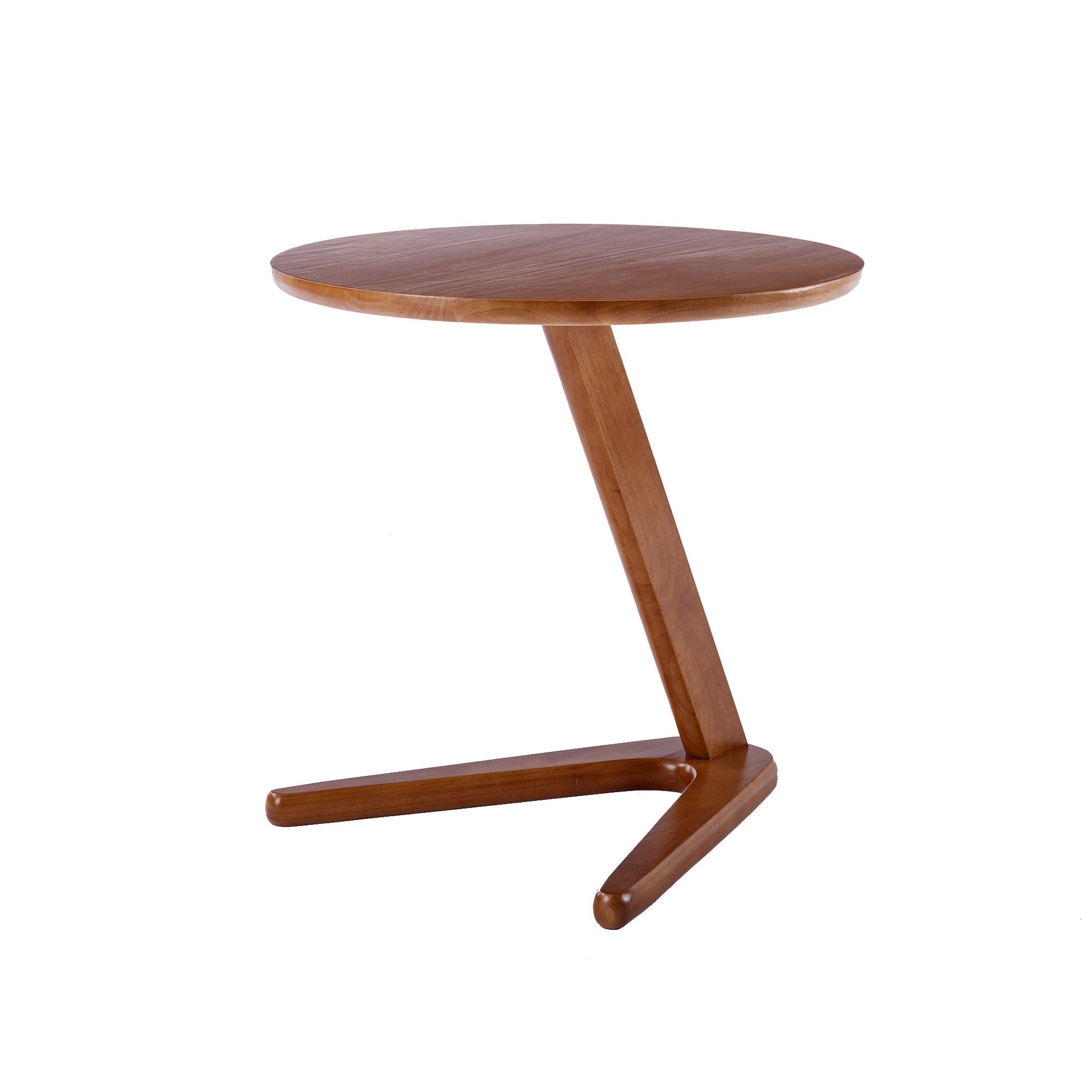 Side Table Round， Small Coffee Table Modern Solid Rubber Wood End Table for Living Room /Bedroom/ Office， V-Shaped Base