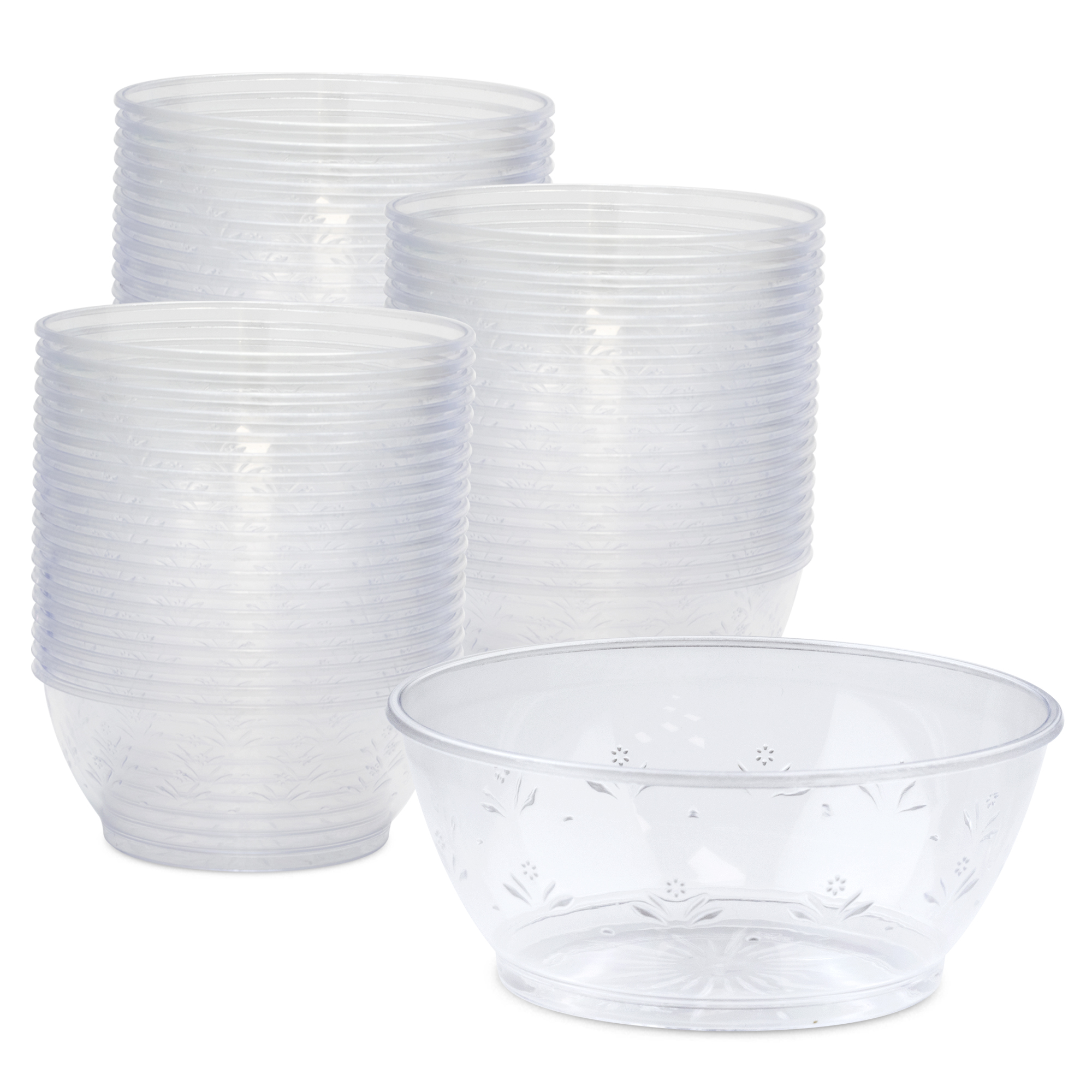 [120 Pack] Clear Plastic Bowls - 6 oz Hard Plastic Ice Cream Cups， Disposable Soup Bowl， Small Serving Bowl for Sundae， Dessert， Sauce， Salad， Snacks at Home， Party， Catering， Wedding， Special Events