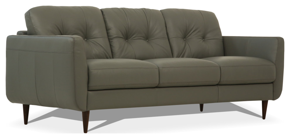 ACME Radwan Sofa  Pesto Green Leather   Midcentury   Sofas   by Homesquare  Houzz