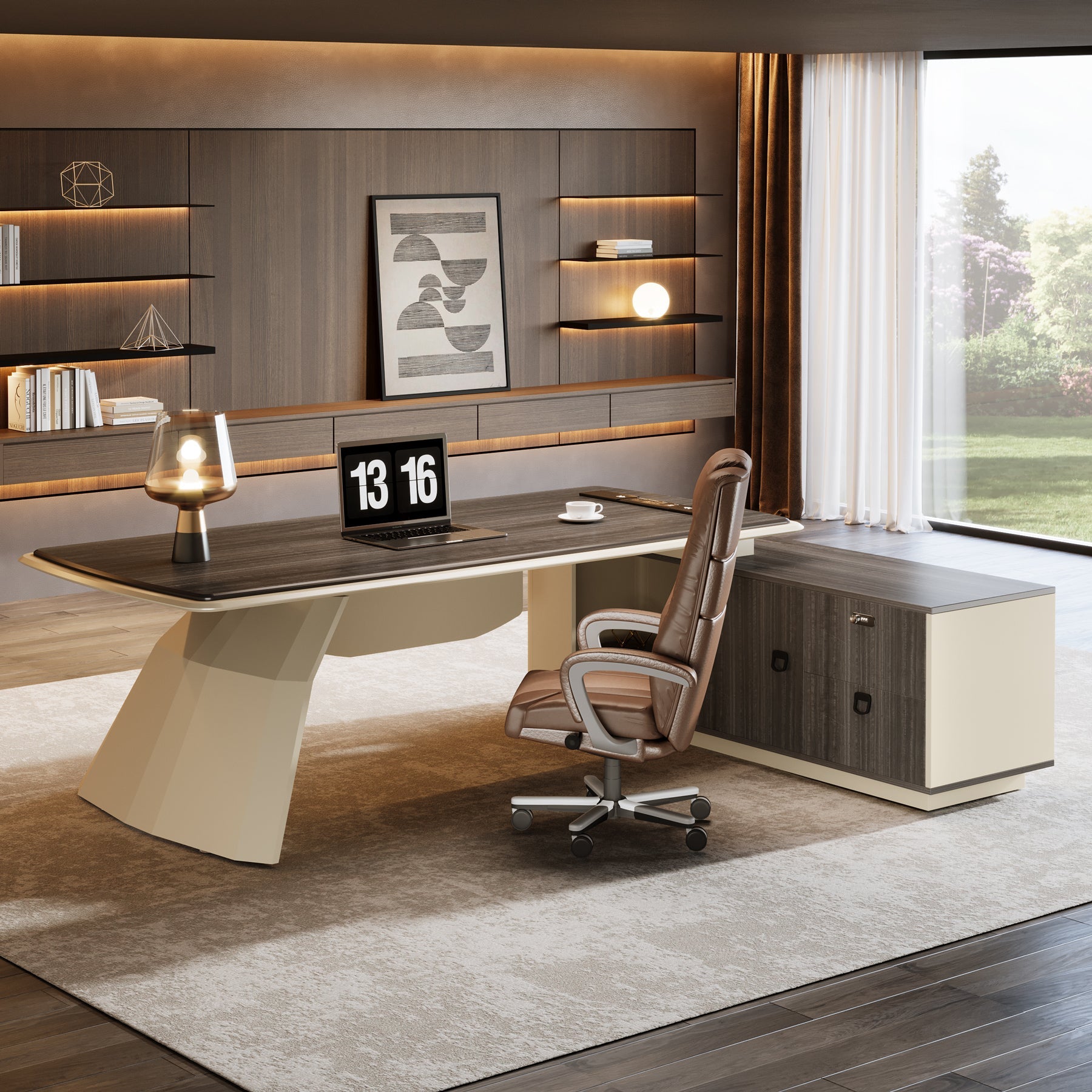 L-Shaped Executive Desk, Elegant Computer Desk Office Desk