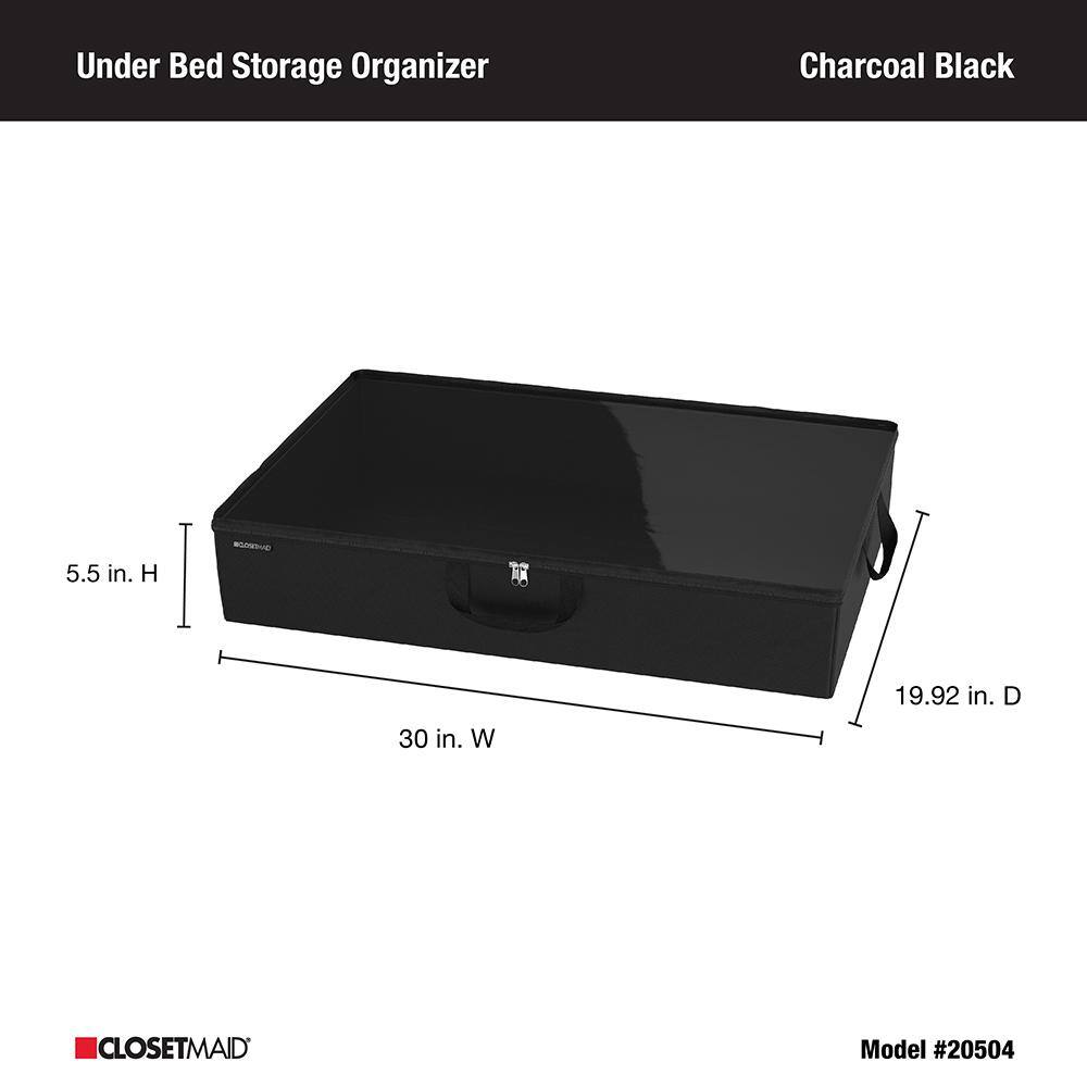 ClosetMaid 30 in. W x 5.55 in. H x 19.92 in. D Under Bed Storage Bag in Charcoal Black 2050400