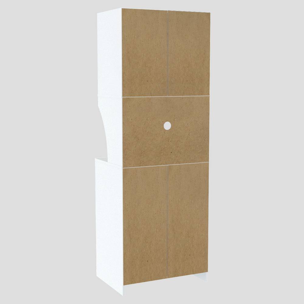 inval america LLC Galley Ready to Assemble 23.6 in. W x 16.9 in. D x 67 in. H Microwave Storage Utility Cabinet in White and Vienes Oak AL-3513