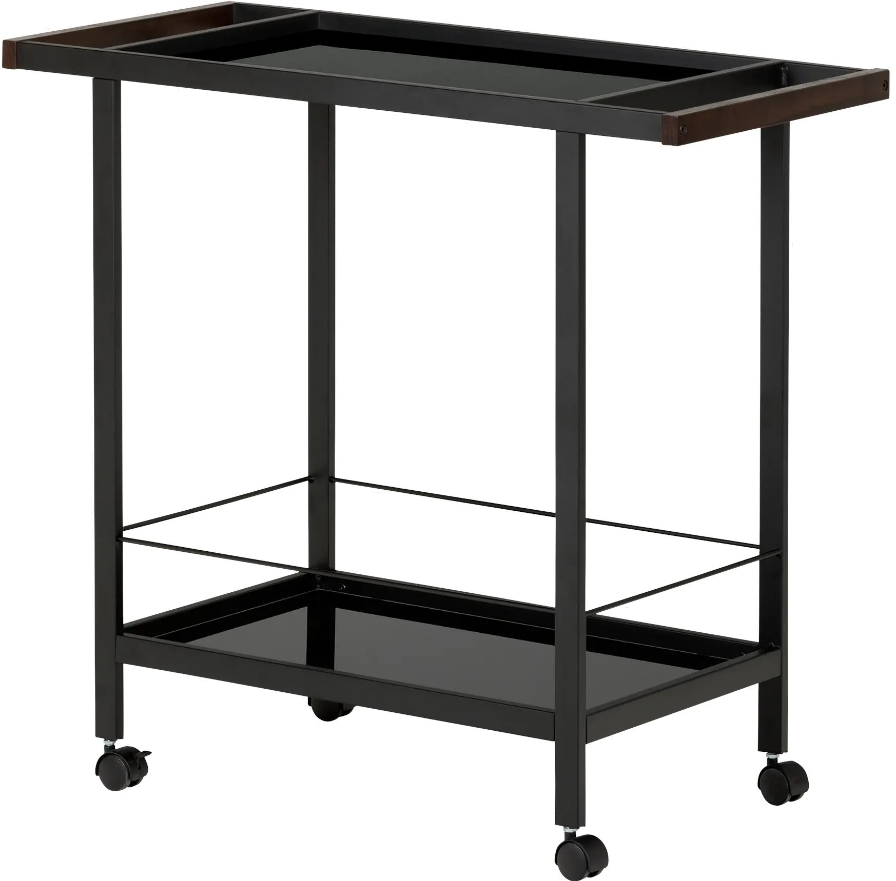 City Life Black Metal Bar Cart on Wheels - South Shore