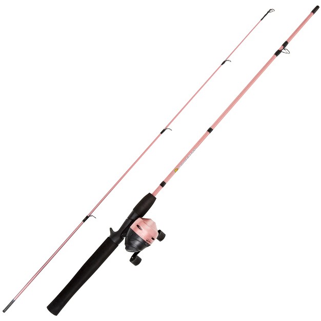 Fishing Pole 64 inch Fiberglass And Stainless Steel Rod And Pre spooled Reel Combo For Lake Pond And Stream Casting By Leisure Sports pink