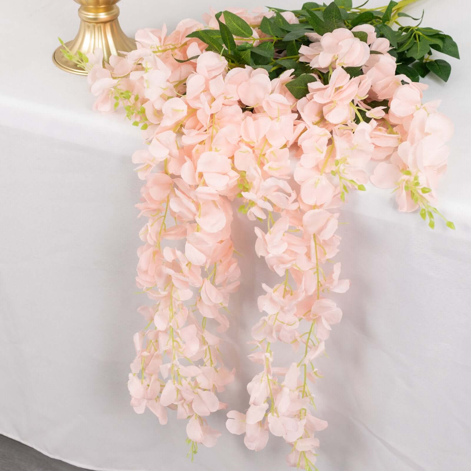 5 Pack Blush Artificial Silk Hanging Wisteria Vines 44