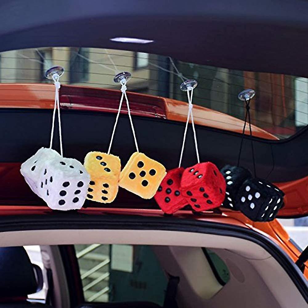 Mirror Hanging Couple Fuzzy Plush Dice For Car Decoration