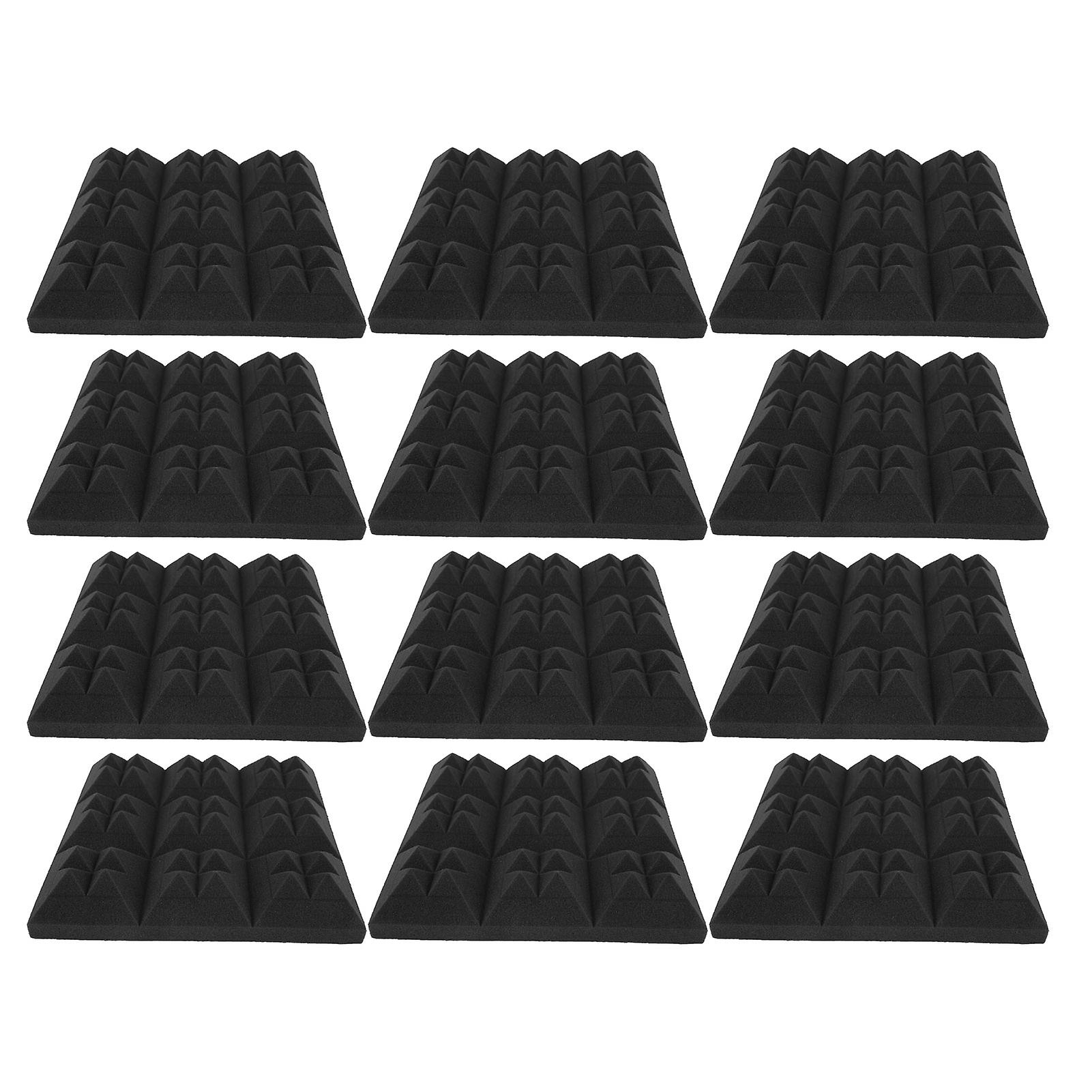 12pcs Sound Panels Wedges Wall Noise Absorption Insulation Sponge Board Kit 30x30x5cm