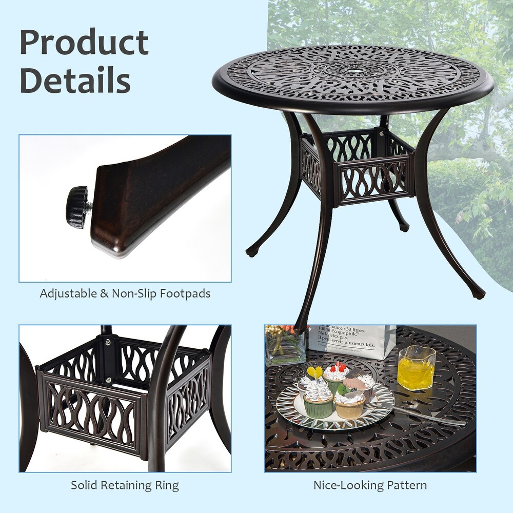 Gymax 36'' Outdoor Round Dining Table Cast Aluminum Patio Bistro Table