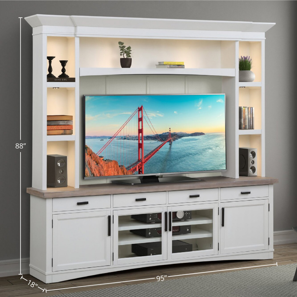 Parker House Americana Modern 92 quotTV Console With Hutch   Traditional   Entertainment Centers And Tv Stands   by Parker House  Houzz