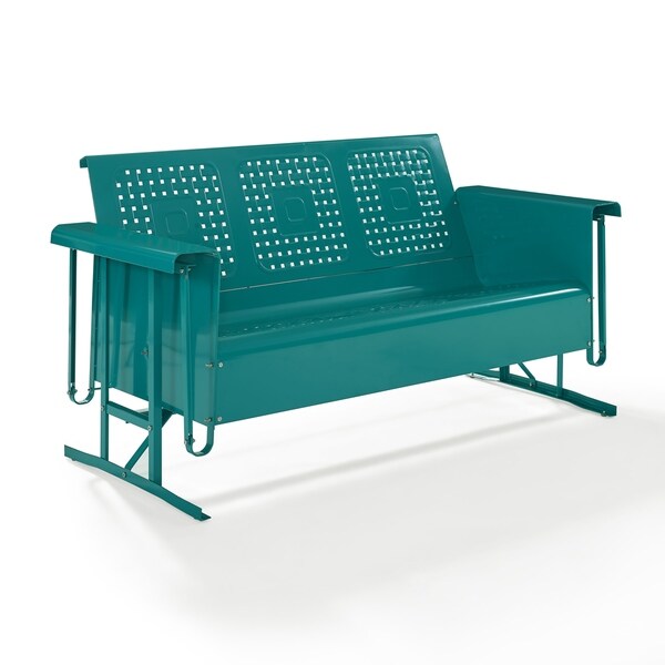 Crosley Bates Retro Outdoor Sofa Glider In Turquoise