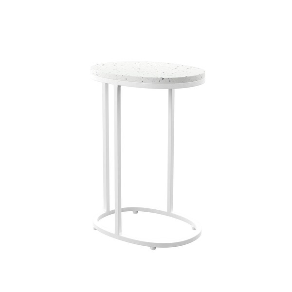 SEI Furniture Venido 2Piece White Stone Outdoor Nesting Side Tables