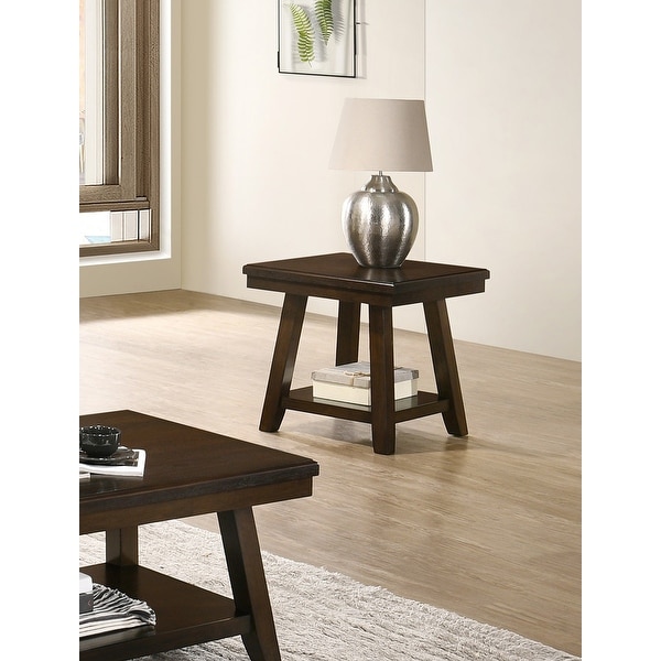 2 Tier Rectangular Wood End Table In Dark Espresso