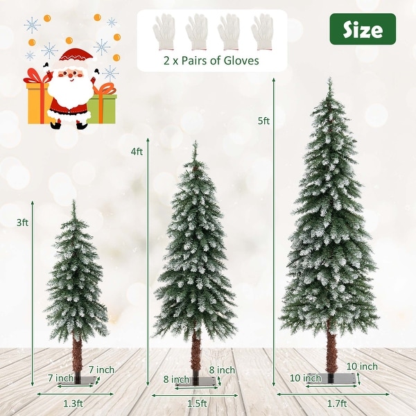 Set of 3 PreLit Slim Christmas Tree Artificial Decoration 3/4/5 FT