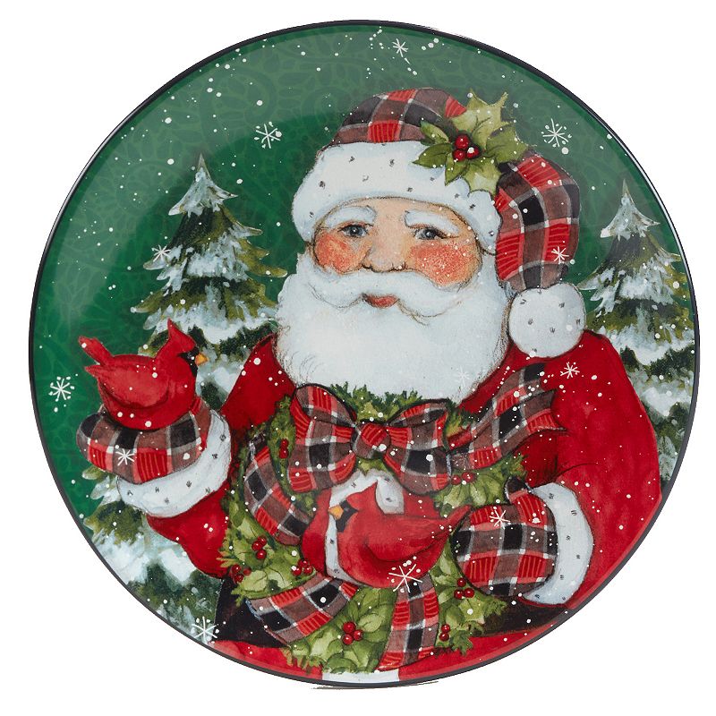 Certified International Christmas Lodge Santa 4-pc. Dessert Plate Set