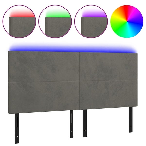 vidaXL LED Headboard Velvet Bedroom Furniture Dark Gray/Light Gray Multi Sizes - - 37421112